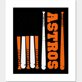 Astros Baseball american flag Posters and Art